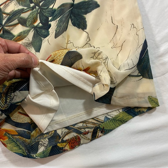 Papaya palazzo tropical Pants Women’s Medium wide leg floral sheer elastic waist - Picture 8 of 10